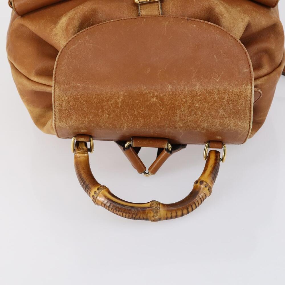 GUCCI Bamboo Backpack Leather Brown Gold 003 1998 0016 Auth 153308 - Picture 6 of 16